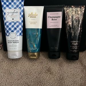 Bath and Body Works body creams plus a body wash